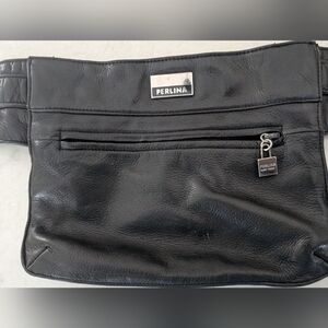 Perlina Black Leather Belt Bag